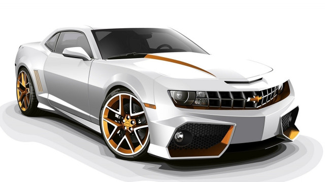 White car gold stripes hood free wallpaper for desktop - medium preview image