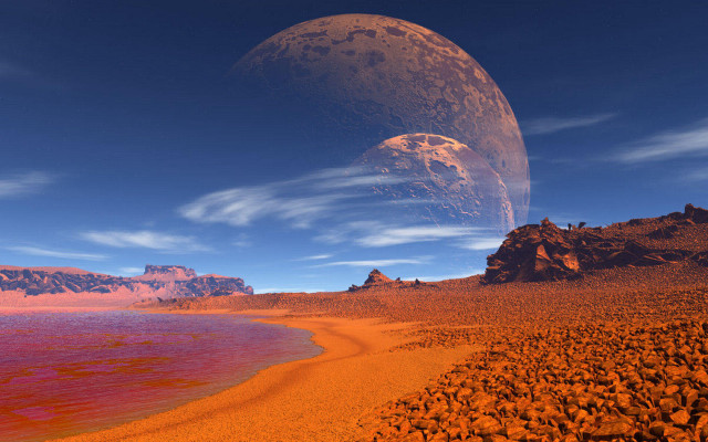 Planet moon redlake city night free wallpaper for desktop - medium preview image