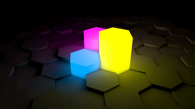 Colorful object black background hexagonal free wallpaper for desktop - medium preview image