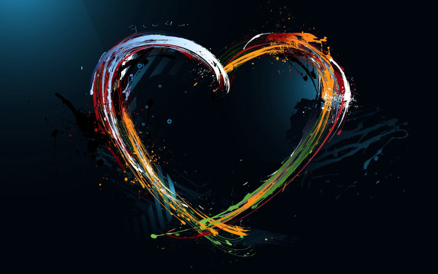 Heart painted splatter black background free wallpaper for desktop - medium preview image