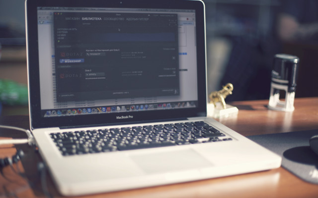 Laptop desk mouse water blurry free wallpaper for desktop - medium preview image