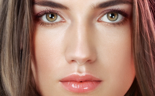 Woman longhair pinkshirt pinktie shoulder free wallpaper for desktop - medium preview image