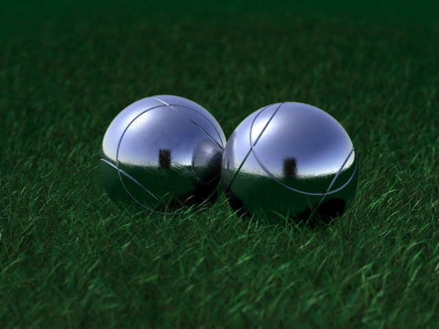 Metal balls grass field green free wallpaper for desktop - medium preview image