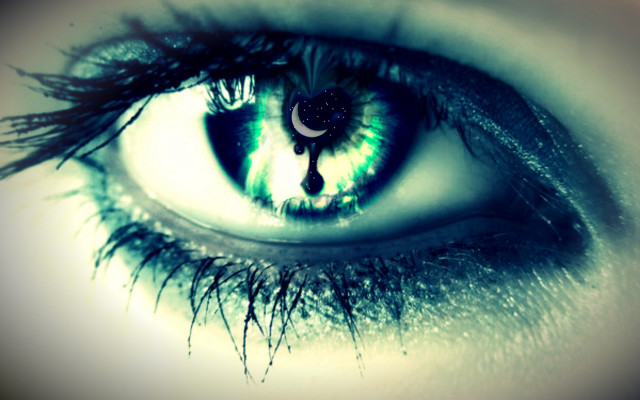 Blue eye tear gothic digital free wallpaper for desktop - medium preview image