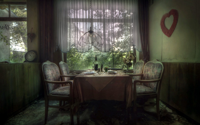 Table chairs wine window heart free wallpaper for desktop - medium preview image