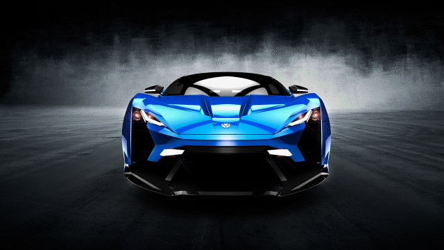Blue sports car fog lit free wallpaper for desktop - medium preview image