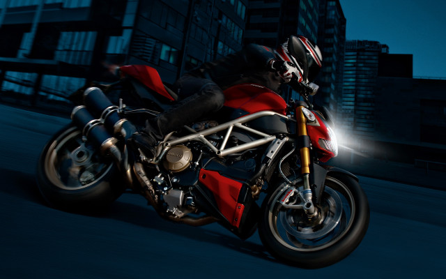 Man riding motorcycle night red free wallpaper for desktop - medium preview image
