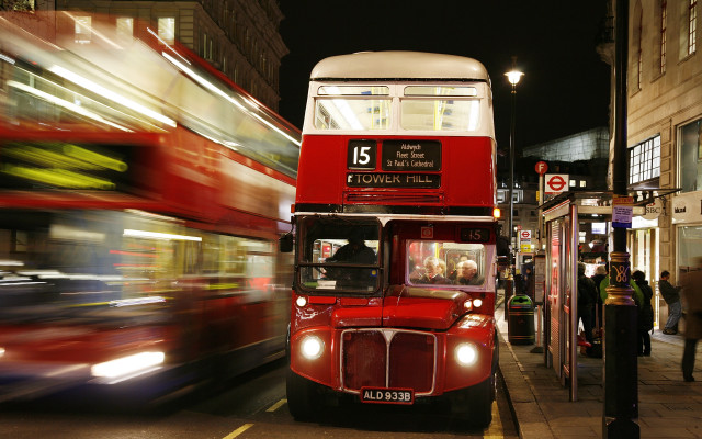 Double decker bus night tokyo free wallpaper for desktop - medium preview image