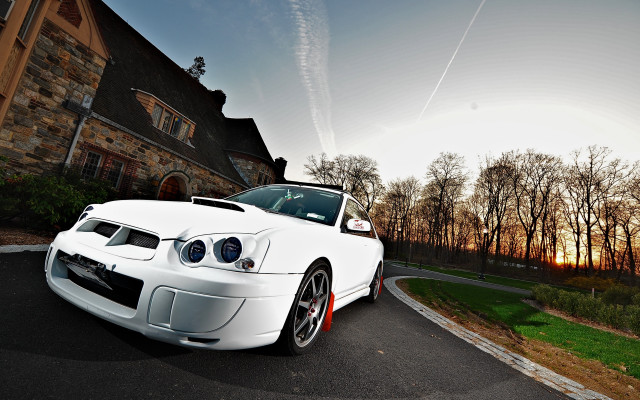 White sports car tiltshift anamorphic free wallpaper for desktop - medium preview image