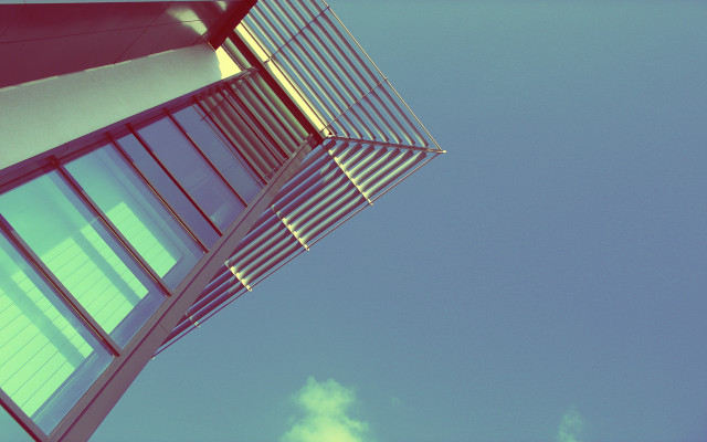 Tall building metal balcony blue free wallpaper for desktop - medium preview image