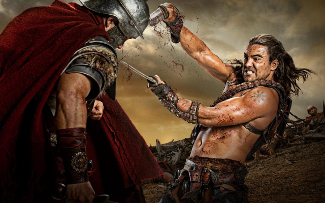 Roman gladiator vs spartan battle free wallpaper for desktop - medium preview image