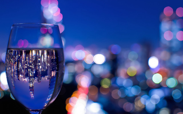 Wine city night holography bokeh free wallpaper for desktop - medium preview image