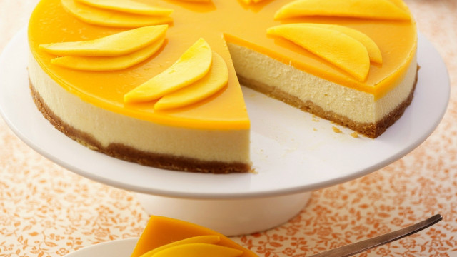 Cheesecake slice plate fork knife free wallpaper for desktop - medium preview image