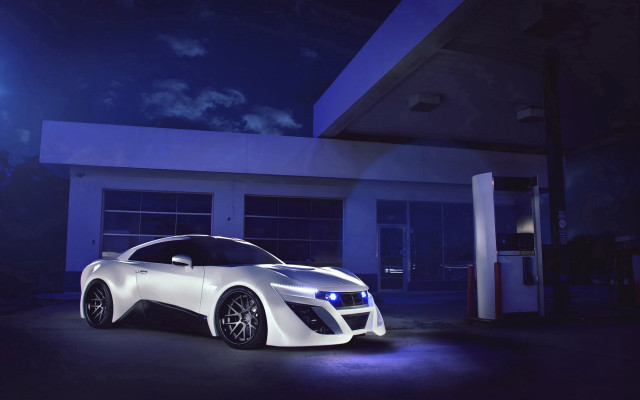 White sports car night blue free wallpaper for desktop - medium preview image