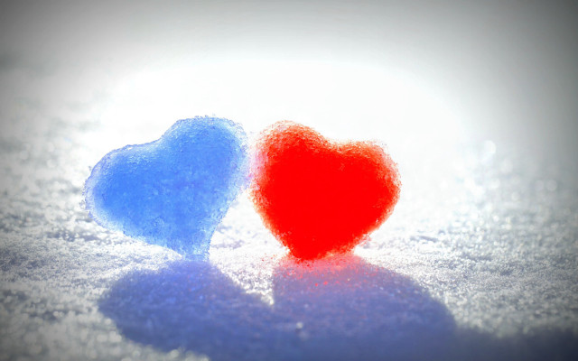 Two hearts heart shadow snow free wallpaper for desktop - medium preview image