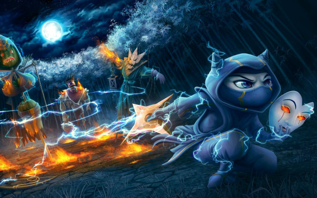 Fantasy forest moon fire battle free wallpaper for desktop - medium preview image