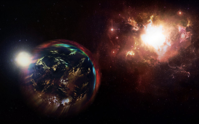 Planet bright light aurora space free wallpaper for desktop - medium preview image