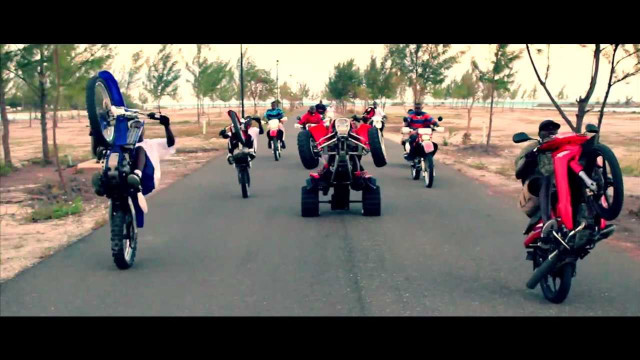 Motorcycle group ride road trees free wallpaper for desktop - medium preview image