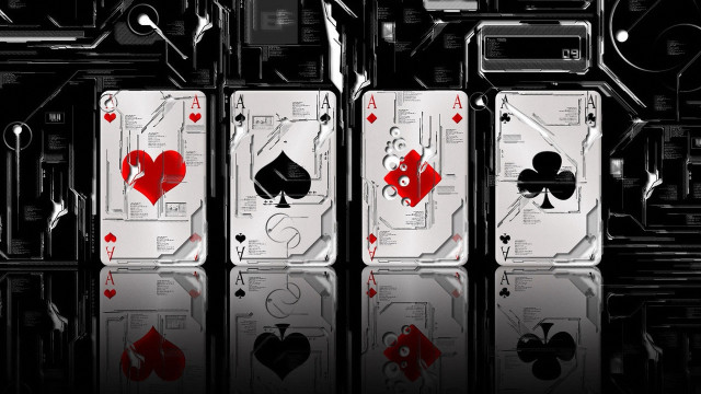 Playing cards hearts reflection alice free wallpaper for desktop - medium preview image