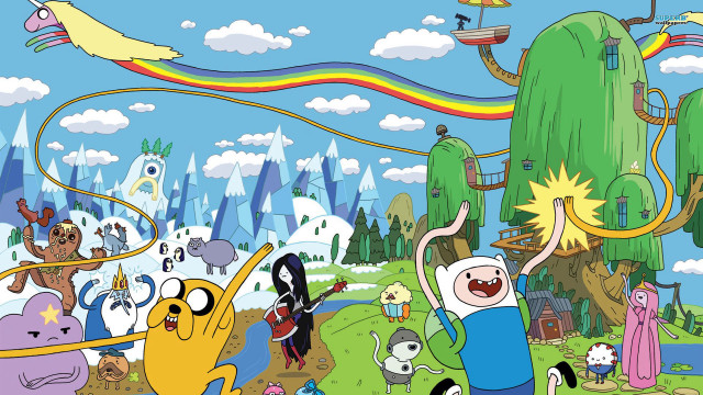 Cartoon scene background characters rainbow free wallpaper for desktop - medium preview image