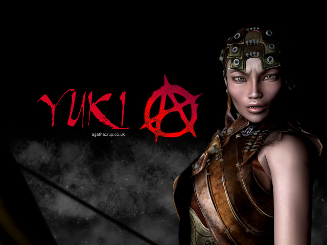 Woman leather outfit sword red free wallpaper for desktop - medium preview image