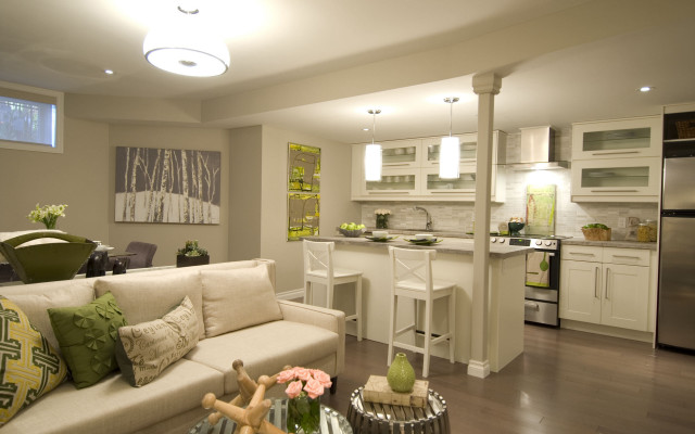 Living room couch refrigerator microwave free wallpaper for desktop - medium preview image