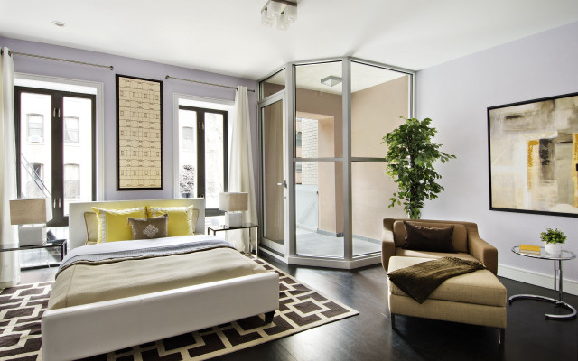 Bedroom city view light space free wallpaper for desktop - medium preview image