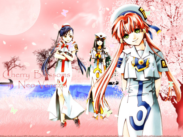 Anime girls field flowers trees free wallpaper for desktop - medium preview image