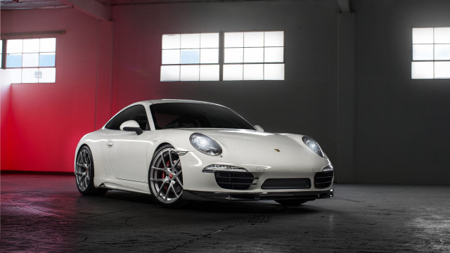 White porsche garage red walls free wallpaper for desktop - medium preview image