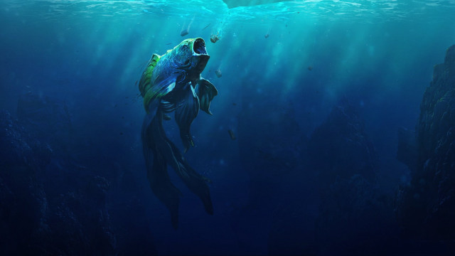 Large fish diving underwater ocean free wallpaper for desktop - medium preview image
