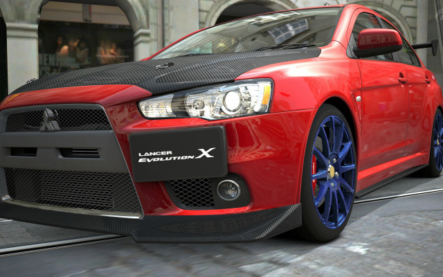 Red car city street clock free wallpaper for desktop - medium preview image