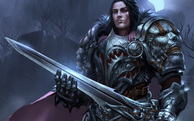 Armor forest sword moon character free wallpaper for desktop - medium preview image