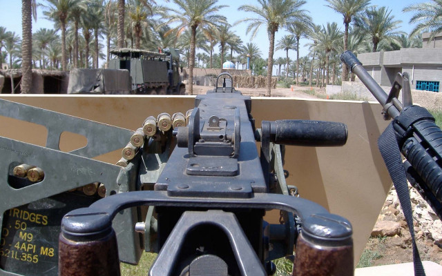 Desert wall mounted machinegun palm free wallpaper for desktop - medium preview image