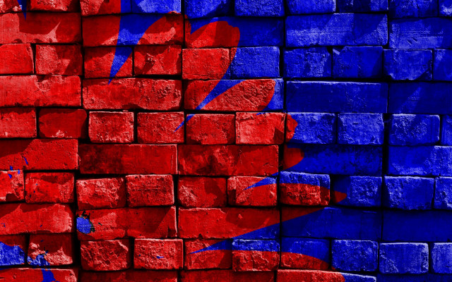 Red blue brick wall flower free wallpaper for desktop - medium preview image