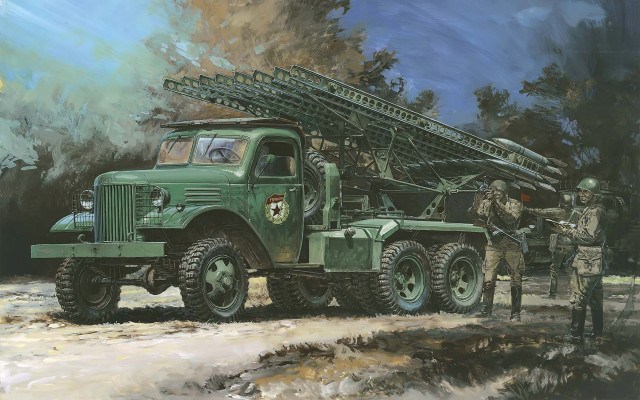 Military truck man standing art free wallpaper for desktop - medium preview image