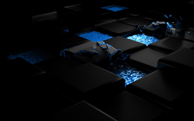 Black blue abstract squares 3d free wallpaper for desktop - medium preview image