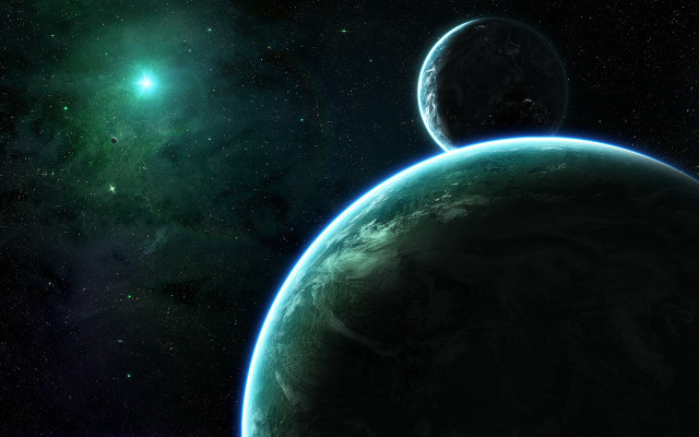 Space scene distant planet bright free wallpaper for desktop - medium preview image
