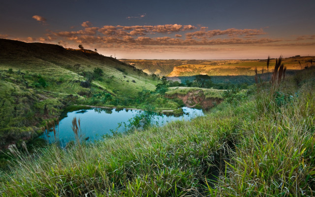 Valley lake sunset mountains forest free wallpaper for desktop - medium preview image