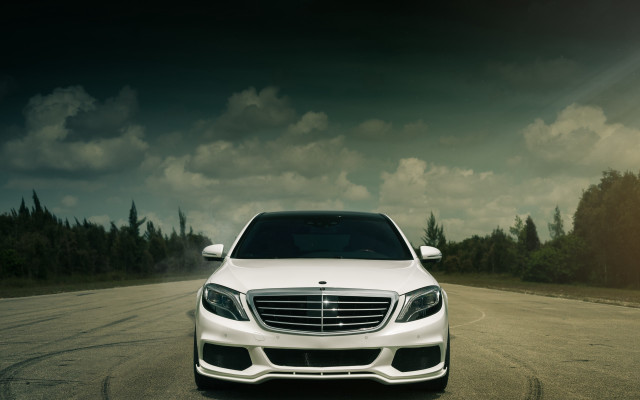 White car forest road sunset free wallpaper for desktop - medium preview image