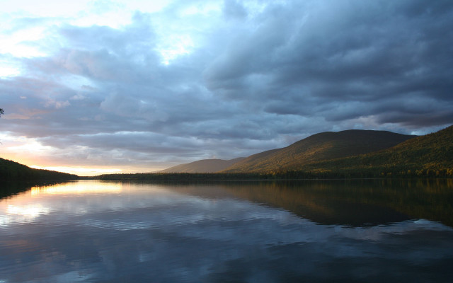 Lake mountain clouds trees sunset #2 free wallpaper for desktop - medium preview image