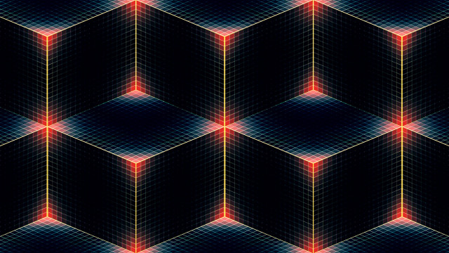Hexagonal grid glowing lights hologram free wallpaper for desktop - medium preview image