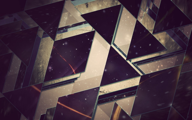 Abstract geometric cubist aurora night free wallpaper for desktop - medium preview image