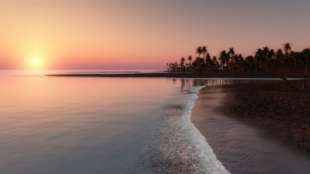 Beach sunset palm trees water #4 free wallpaper for desktop - medium preview image
