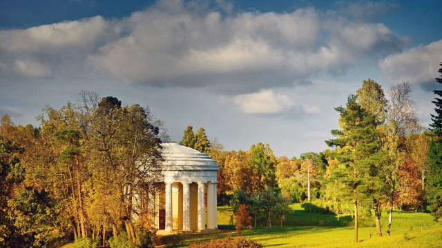 Gazebo park trees grass cloudy #2 free wallpaper for desktop - medium preview image