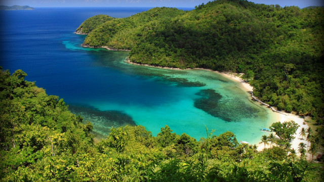 Blue lagoon green trees white free wallpaper for desktop - medium preview image