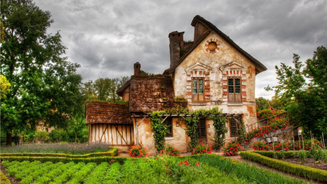 House garden cloudy sky arts free wallpaper for desktop - medium preview image