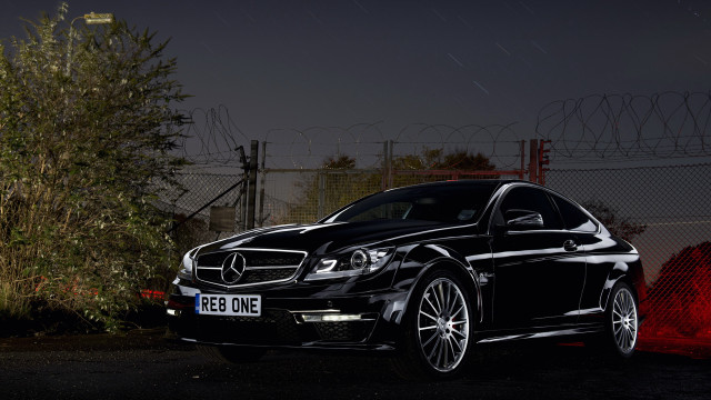 Black car fence night red free wallpaper for desktop - medium preview image