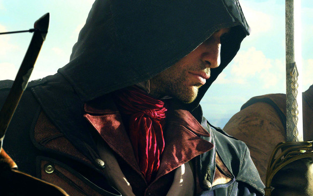 Man hooded jacket horse sword free wallpaper for desktop - medium preview image