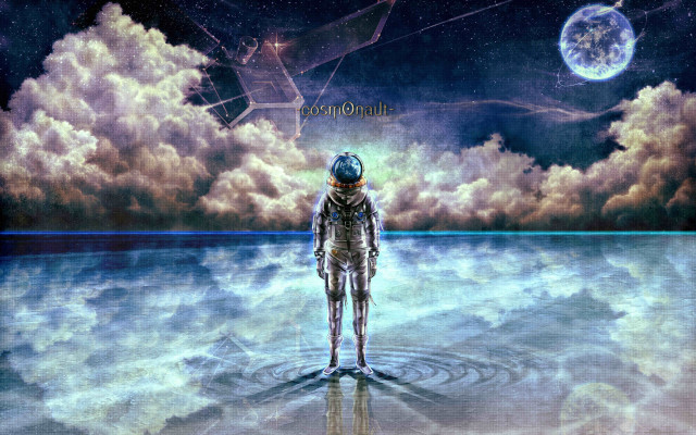 Space astronaut moon star beach free wallpaper for desktop - medium preview image