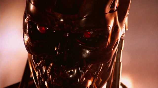 Robot red eyes black face free wallpaper for desktop - medium preview image